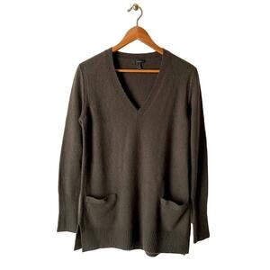 J. Crew Dark Olive Green V-Neck Sweater Size XS
